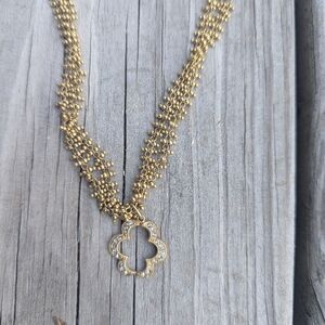 Catherine Popesco France Gold Plated Crystal Clover Necklace